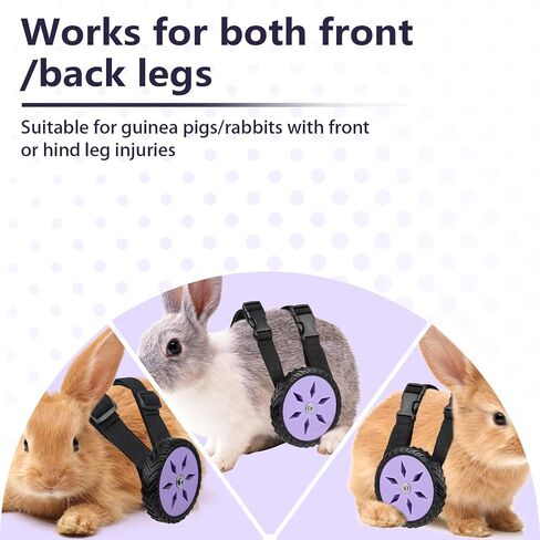 Adjustable Guinea Pig, Rabbit and Hamster Wheelchair for Back Legs Mobility Aid, Soft TPU Tires with Raps (Small) in Saudi Arabia