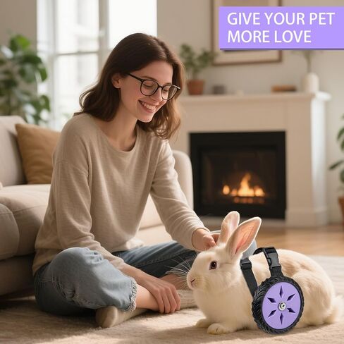 Adjustable Guinea Pig, Rabbit and Hamster Wheelchair for Back Legs Mobility Aid, Soft TPU Tires with Raps (Small) in Saudi Arabia