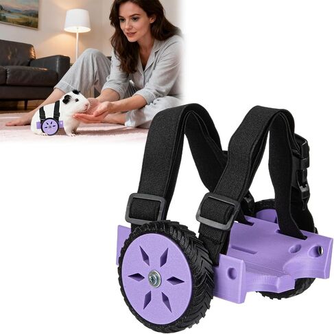 Adjustable Guinea Pig, Rabbit and Hamster Wheelchair for Back Legs Mobility Aid, Soft TPU Tires with Raps (Small) in Saudi Arabia