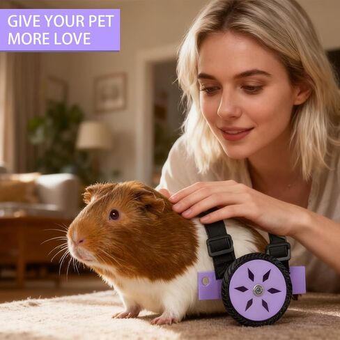 Adjustable Guinea Pig, Rabbit and Hamster Wheelchair for Back Legs Mobility Aid, Soft TPU Tires with Raps (Small) in Saudi Arabia