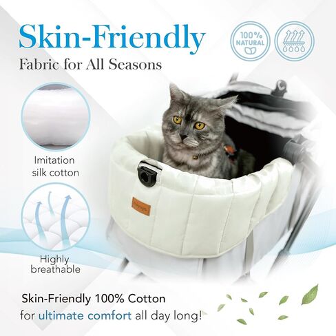 ibiyaya All-Season Pet Stroller Cushion for Dogs – Reversible Cooling and Soft Pad, Secure Fit with Magnetic Clasps, Machine Washable - Thames Green (L) in Saudi Arabia