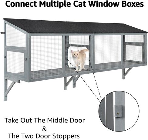 beeNbkks Cat Catio, Window Box Enclosure for Indoor Cats, Wooden Window Perch House, Expandable for Multi Kittens, Secure Comfortable Outdoor Haven for Pets, All Weather Use, Nature Friendly Design in Saudi Arabia