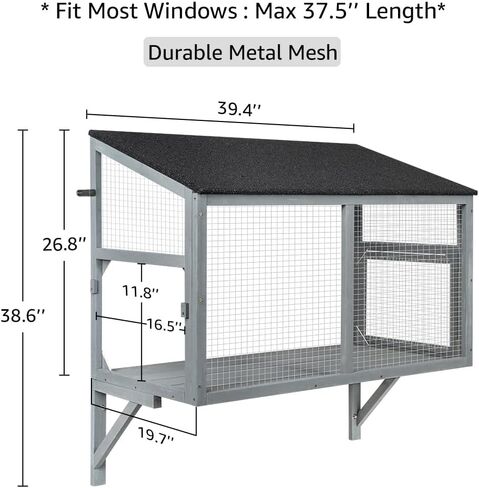 beeNbkks Cat Catio, Window Box Enclosure for Indoor Cats, Wooden Window Perch House, Expandable for Multi Kittens, Secure Comfortable Outdoor Haven for Pets, All Weather Use, Nature Friendly Design in Saudi Arabia