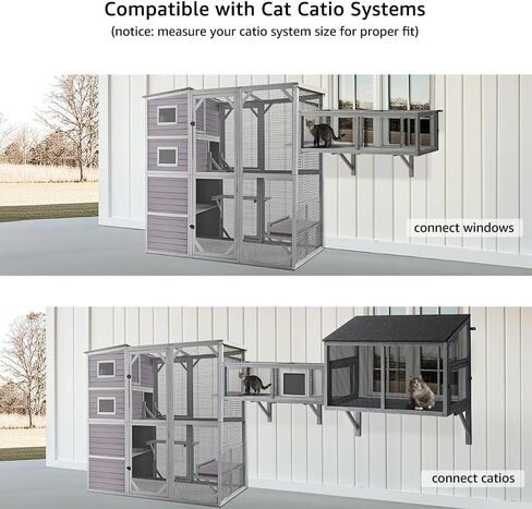 beeNbkks Cat Catio, Window Box Enclosure for Indoor Cats, Wooden Window Perch House, Expandable for Multi Kittens, Secure Comfortable Outdoor Haven for Pets, All Weather Use, Nature Friendly Design in Saudi Arabia
