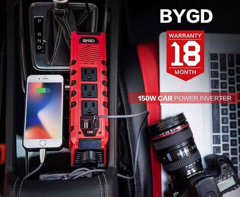 150W Car Power Inverter DC 12V to 110V AC Converter with 3 Charger Outlets and Dual 2.4A USB Ports Cigarette Lighter Socket Adapter in Saudi Arabia