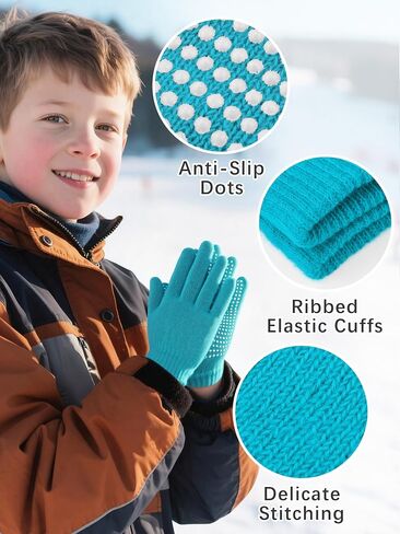 Cooraby 9 Pairs Kids Anti-skid Magic Gloves Winter Warm Stretchy Knit Gloves for Boys or Girls in Saudi Arabia