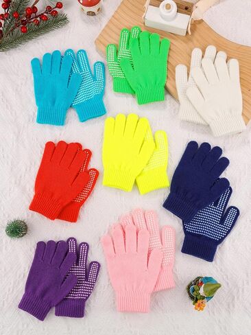 Cooraby 9 Pairs Kids Anti-skid Magic Gloves Winter Warm Stretchy Knit Gloves for Boys or Girls in Saudi Arabia