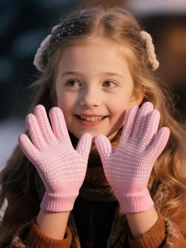 Cooraby 9 Pairs Kids Anti-skid Magic Gloves Winter Warm Stretchy Knit Gloves for Boys or Girls in Saudi Arabia