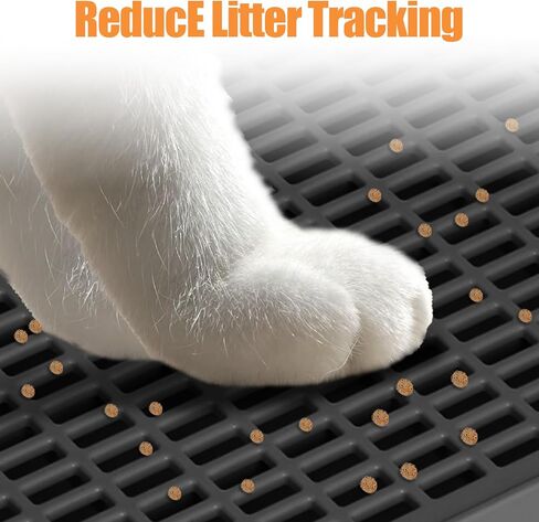 صندوق فضلات رمادي مضاد للتتبع وسهل التنظيف، منحدر صندوق فضلات بلاستيكي محمول مع وظيفة الفلتر، خطوات للقطط الصغيرة والمسنة (12.6 × 6.3 × 1.57 بوصة) in Kuwait