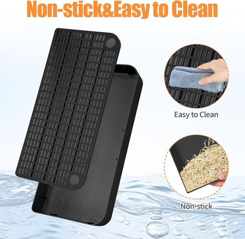 صندوق فضلات رمادي مضاد للتتبع وسهل التنظيف، منحدر صندوق فضلات بلاستيكي محمول مع وظيفة الفلتر، خطوات للقطط الصغيرة والمسنة (12.6 × 6.3 × 1.57 بوصة) in Kuwait