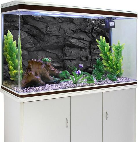 48x24 inches Stone Aquarium Background Black Rock Fish Tank Background Rocky Terrarium Backdrop Polyester in Saudi Arabia