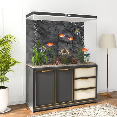 48x24 inches Stone Aquarium Background Black Rock Fish Tank Background Rocky Terrarium Backdrop Polyester in Saudi Arabia