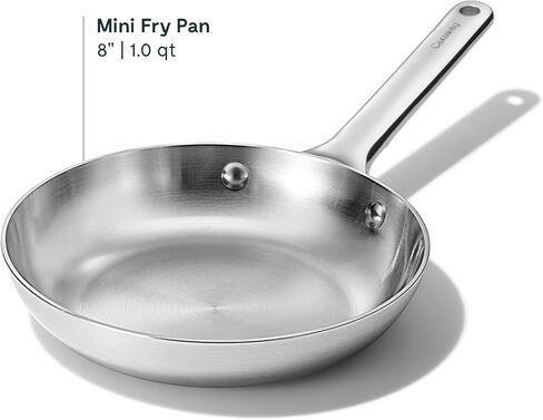 Caraway Stainless Steel Mini Fry Pan - 8 Inch Stainless Steel Frying Pan – Oven Safe & Compatible with All Stovetops – Non Toxic, PTFE & PFOA Free in Saudi Arabia