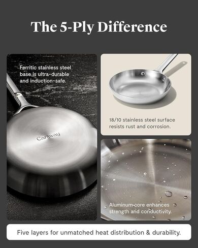 Caraway Stainless Steel Mini Fry Pan - 8 Inch Stainless Steel Frying Pan – Oven Safe & Compatible with All Stovetops – Non Toxic, PTFE & PFOA Free in Saudi Arabia