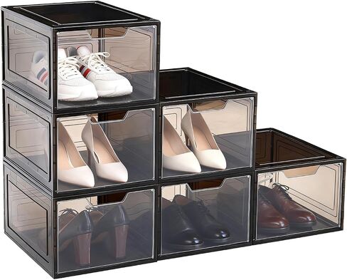 Shoe Box Shoe Storage Box Shoe Storage Organizer ，Under Bed Shoe Storage， With Wheels Stackable (White, 3 Pack) in Saudi Arabia