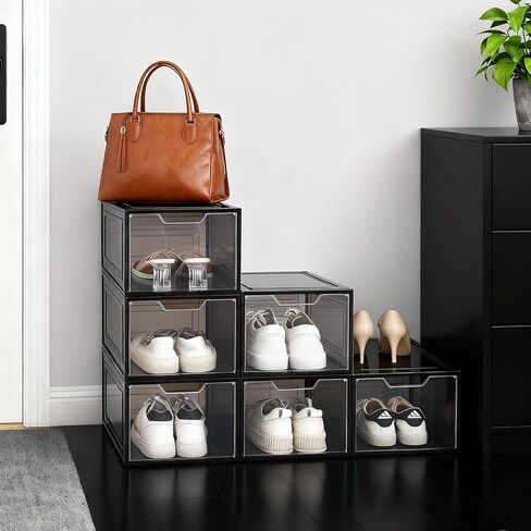 Shoe Box Shoe Storage Box Shoe Storage Organizer ，Under Bed Shoe Storage， With Wheels Stackable (White, 3 Pack) in Saudi Arabia