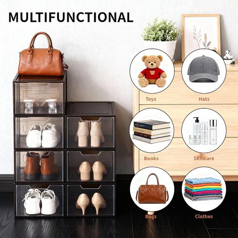 Shoe Box Shoe Storage Box Shoe Storage Organizer ，Under Bed Shoe Storage， With Wheels Stackable (White, 3 Pack) in Saudi Arabia