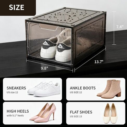 Shoe Box Shoe Storage Box Shoe Storage Organizer ，Under Bed Shoe Storage， With Wheels Stackable (White, 3 Pack) in Saudi Arabia
