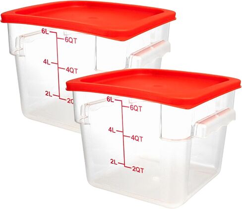 2 Pack Square Food Storage Container With Lid,2-12 Quart Commercial Storage Box With Scale & Handle,Cake Making,Dough Marinating Meat,Kitchen Supplies (6 Quart) in Saudi Arabia