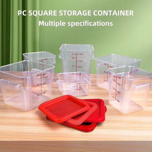 2 Pack Square Food Storage Container With Lid,2-12 Quart Commercial Storage Box With Scale & Handle,Cake Making,Dough Marinating Meat,Kitchen Supplies (6 Quart) in Saudi Arabia