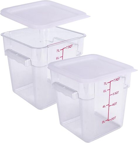 2 Pack Square Food Storage Container With Lid,2-12 Quart Commercial Storage Box With Scale & Handle,Cake Making,Dough Marinating Meat,Kitchen Supplies (6 Quart) in Kuwait