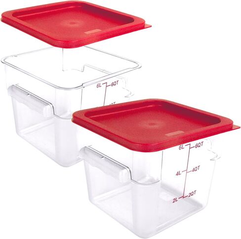2 Pack Square Food Storage Container With Lid,2-12 Quart Commercial Storage Box With Scale & Handle,Cake Making,Dough Marinating Meat,Kitchen Supplies (6 Quart) in Kuwait