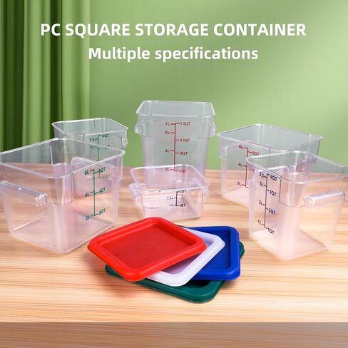2 Pack Square Food Storage Container With Lid,2-12 Quart Commercial Storage Box With Scale & Handle,Cake Making,Dough Marinating Meat,Kitchen Supplies (6 Quart) in Kuwait