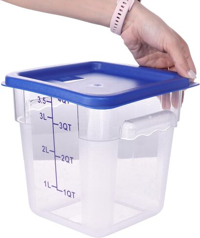2 Pack Square Food Storage Container With Lid,2-12 Quart Commercial Storage Box With Scale & Handle,Cake Making,Dough Marinating Meat,Kitchen Supplies (6 Quart) in Kuwait