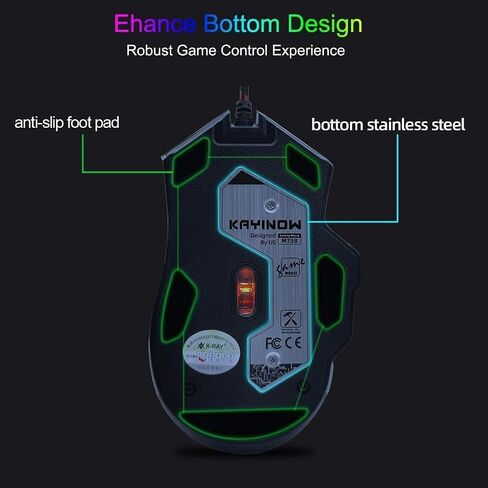 RGB Light up Wired Gaming Mouse for Computer - Durable USB Led Laptop Mice w/ 7 Color Backlit, 4 Adjust DPI Up to 3200 for Gaming, Silent & Stable PC Corded Mouse for Mac MacBook Windows Linux PS4 in Kuwait