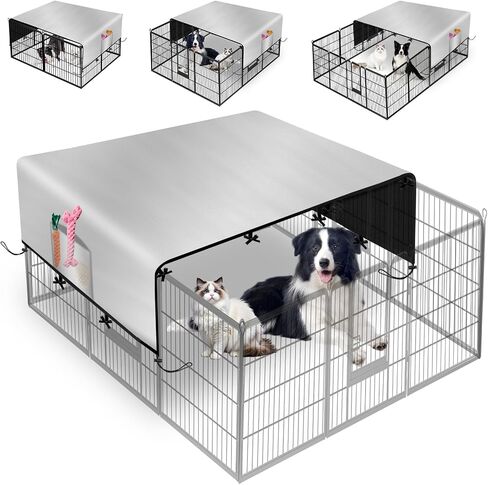 LYHNMW Dog Playpen Cover, 600D Oxford Fabric Dog Pen Canopy with Sun and Rain Protection, Specialized Fits for 24/32/40/45/50" Panels Playpen(Only Cover) in Kuwait