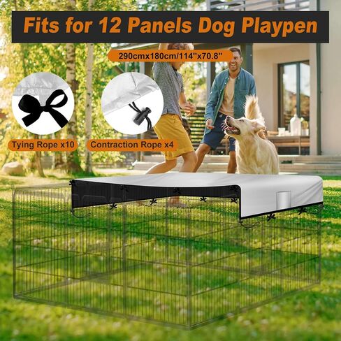 LYHNMW Dog Playpen Cover, 600D Oxford Fabric Dog Pen Canopy with Sun and Rain Protection, Specialized Fits for 24/32/40/45/50" Panels Playpen(Only Cover) in Kuwait
