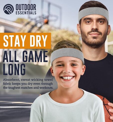 OutdoorEssentials Sweatbands & Wristbands - Wrist Sweat Bands Headbands for Men & Women - Multipack Terry Cloth Headbands or Wrist Bands for Working Out, Tennis, Basketball, Football, Gymnastics in Kuwait