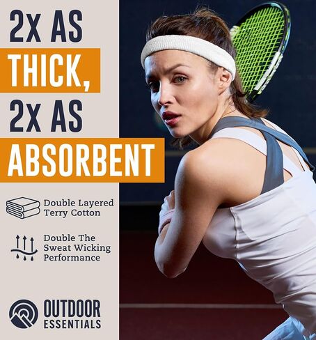 OutdoorEssentials Sweatbands & Wristbands - Wrist Sweat Bands Headbands for Men & Women - Multipack Terry Cloth Headbands or Wrist Bands for Working Out, Tennis, Basketball, Football, Gymnastics in Kuwait