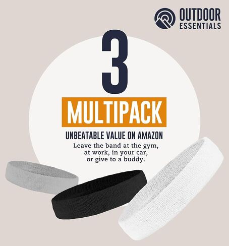 OutdoorEssentials Sweatbands & Wristbands - Wrist Sweat Bands Headbands for Men & Women - Multipack Terry Cloth Headbands or Wrist Bands for Working Out, Tennis, Basketball, Football, Gymnastics in Kuwait
