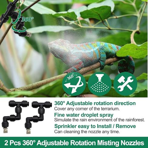 Reptile Humidifiers Smart Misting System for Reptile Terrariums, Reptile Mister Automatic with Timer, Reptile Mister Adjustable Misting Nozzles for Chameleons, Frog, Lizard, Snake in Kuwait