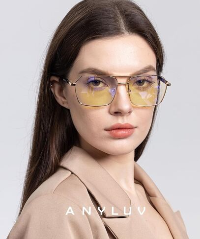 ANYLUV Reading Glasses Men Women Blue Light Blocking, Premium Mens Reading Glasses Al-mg Frame with Spring Hinge Anti Glare in Kuwait