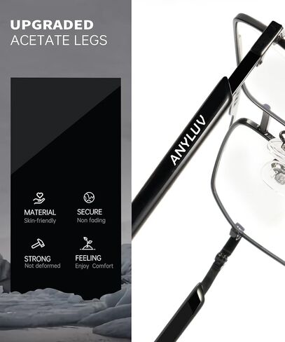 ANYLUV Reading Glasses Men Women Blue Light Blocking, Premium Mens Reading Glasses Al-mg Frame with Spring Hinge Anti Glare in Kuwait