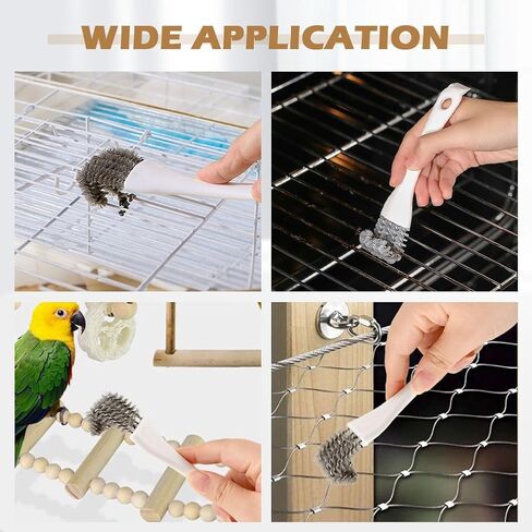 Bird Cage Brush Long Handle Shovel Cleaner, 2 pcs Bird Droppings Cleaning Brush for Parrot Pet Cages and Perch, Birdcage Cleaning Tool Accessories Supplies(COLOR:White) in Kuwait