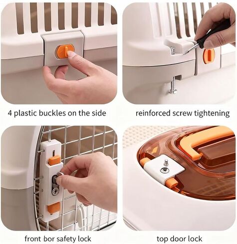 Hard Top Load Cat Carrier,Airline Pet Carrier,Cat Carrier Hard Shell, 360° Ventilation, Front Metal Door, Secure Latches, Includes 5 Pee Pads,Hiking Car Travel Crate for Cats Small Dogs (Orange) in Kuwait