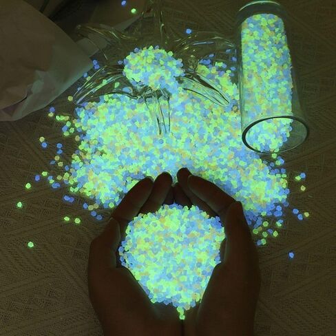 Fish Tank Decorations 1000pcs 3-5mm Glow in Dark Colourful Lawn Luminous Sand Outdoor Aquarium Decor(Rainbow) in Saudi Arabia