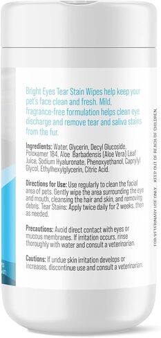 Dr. Boe's Veterinary Essentials BrightEyes Tear Stain Wipes for Dogs & Cats – Fragrance Free, Tear & Saliva Stain Remover, Eliminates Eye Discharge – 60 Count in Saudi Arabia