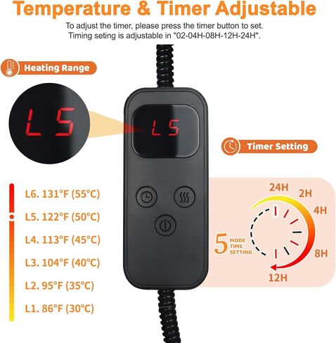 وسادة تدفئة للقطط، 6 درجات حرارة قابلة للتعديل و5 خيارات للمؤقت، وسادة تدفئة للحيوانات الأليفة مقاس 17.7 بوصة × 17.7 بوصة للقطط والكلاب، سجادة كلب للقطط مقاومة للماء للاستخدام الداخلي والخارجي مع سلك مقاوم للمضغ (بني) in Kuwait