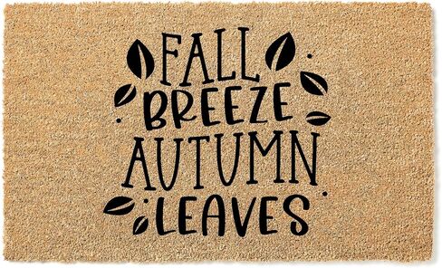 Doormat Fall Breeze Autumn Leaves | Cute Welcome Mat Door Decor Gift Home Coir stk2001 in Saudi Arabia