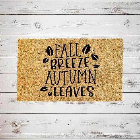 Doormat Fall Breeze Autumn Leaves | Cute Welcome Mat Door Decor Gift Home Coir stk2001 in Saudi Arabia