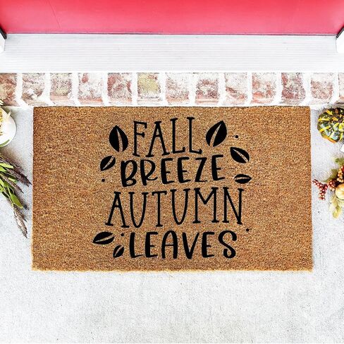 Doormat Fall Breeze Autumn Leaves | Cute Welcome Mat Door Decor Gift Home Coir stk2001 in Saudi Arabia