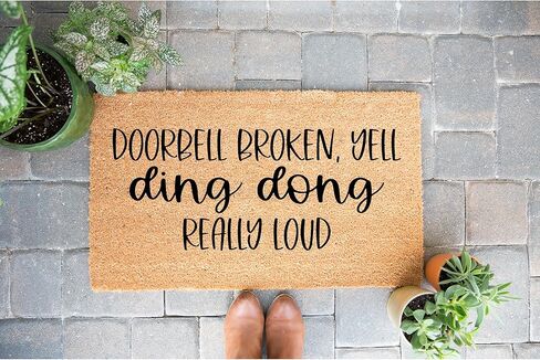 جرس باب مكسور، ممسحة أرجل مرحة بصوت عالٍ للغاية من Yell Ding Dong، جودة ممتازة، سميكة 100% من جوز الهند، سجادة باب أمامية متينة STK 1684 in Kuwait