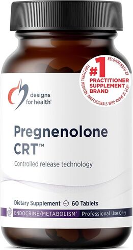 تصاميم للصحة Pregnenolone CRT - 30 مجم بريجنينولون يتم التحكم فيه / إطلاق الوقت (10-12 ساعة) - الاستروجين، DHEA + سلائف هرمون التستوستيرون للنساء + الرجال - نباتي + غير معدل وراثيًا (60 قرصًا) in Kuwait