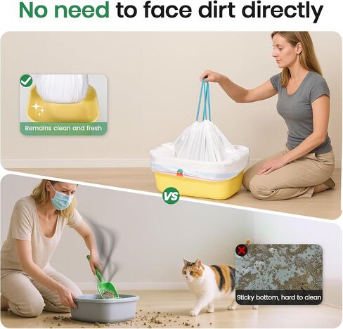 Sifting litter bags with 7-Day Litter System, Heavy Duty Thickened litter liners, 37x18 Inch (7 Pack) For Most Litter Boxes and Cat Supplies in Saudi Arabia