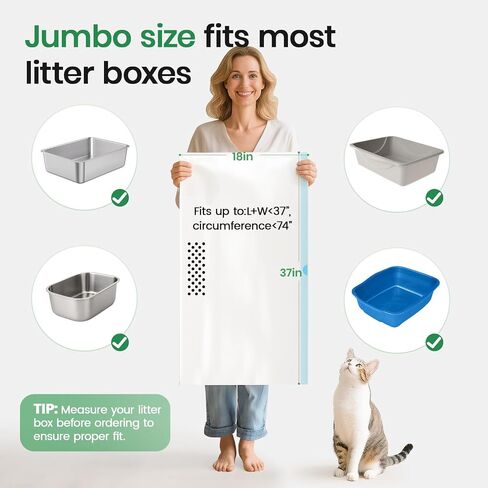 Sifting litter bags with 7-Day Litter System, Heavy Duty Thickened litter liners, 37x18 Inch (7 Pack) For Most Litter Boxes and Cat Supplies in Saudi Arabia