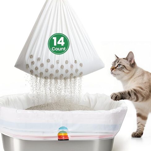 Sifting litter bags with 7-Day Litter System, Heavy Duty Thickened litter liners, 37x18 Inch (7 Pack) For Most Litter Boxes and Cat Supplies in Saudi Arabia
